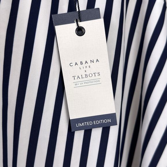 New Cabana Life x Talbots Swimsuit Women's Size L Navy White Stripes UV - Picture 3 of 6